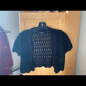Le Chateau Black Sparkly Cropped Cardigan Size S